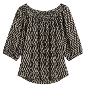 Free People Black and White Blouse with Chic Pattern xs​